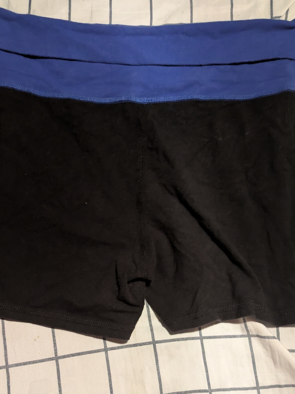 GAP Black Bike Shorts with Blue Foldover Waistband